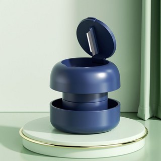 便攜式多功能藥片研磨切藥器，附帶藥盒，輕鬆分裝切割研磨藥粉, 新款圓形 藍色, 1個