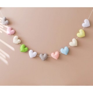 (완제품) 마이글로우 하트 별 입체 펠트 가랜드, 하트 가랜드