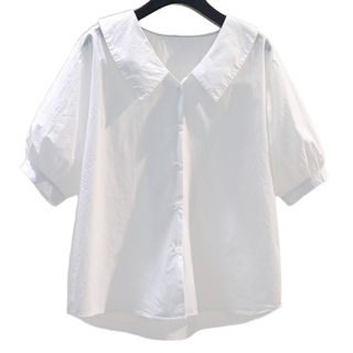 Asure 여성 반팔 셔츠 루즈 브이넥 스트라이프 셔츠