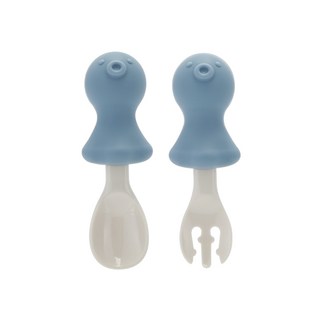 에디슨 실리콘 이유식 스푼포크 케이스세트(문어/블루), ES1365 문어블루, 1개