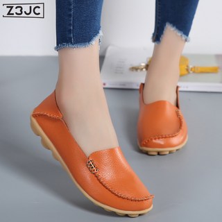 Z3JC 新款平底女單鞋真皮豆豆鞋 女大碼軟底鞋時尚女鞋