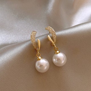 2026新款金色微鑲珍珠耳環女氣質法式輕奢高級感耳環精緻百搭耳飾