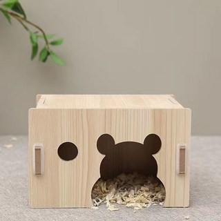 三居室倉鼠木屋 可掀蓋設計 黃金鼠/蜜袋鼯適用 小動物多居室木屋, 1個, 維尼熊單居室【尺寸16*11.5*10】