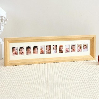 증명사진 나무 액자 내추럴 10칸 우드, 1개, 내추럴우드 12홀