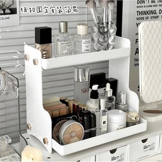 MUSE家居 台灣出貨 雙層美妝香水收納架 防水收納架 保養品收納架, 白色, 1個