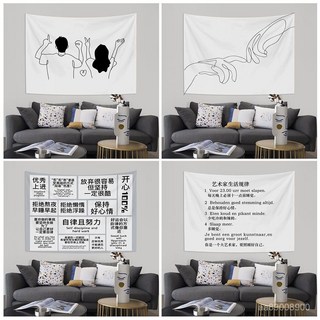 台灣-出貨网红ins背景布房间装饰直播拍照卧室床头定制图案出租宿舍墙挂布, 文字1,0.45*0.35米+收藏送安装包