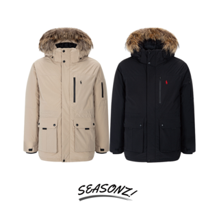 라파클럽 남성 고급 덕다운 패딩점퍼 천연 폭스후드