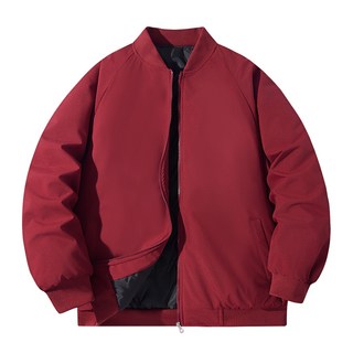 素色棒球領棉衣 - 短版保暖棉外套