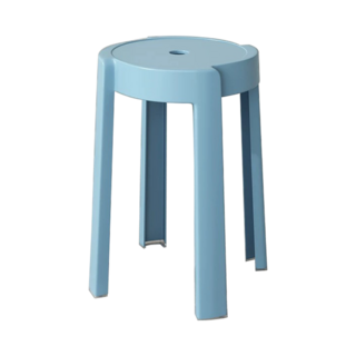 多用途圓形塑膠凳，加寬椅面設計，堅固耐用，防滑靜音，可疊加收納，多色可選, 淺藍, 1件