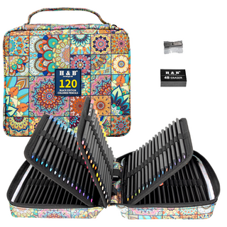 블랙우드 유성 72컬러120컬러 페브릭 옥스포드 유성 색연필 +연필깎이+지우개, 1세트, 120색