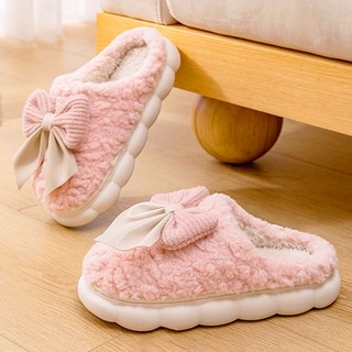 세상포근 리본 양털슬리퍼 여성 겨울실내화 실내슬리퍼 2color
