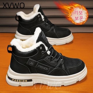 XVWO 남성 부츠 겨울용 남자 워커 방한화 털부츠 패션 캐주얼 두꺼운 밑창 보온 단화