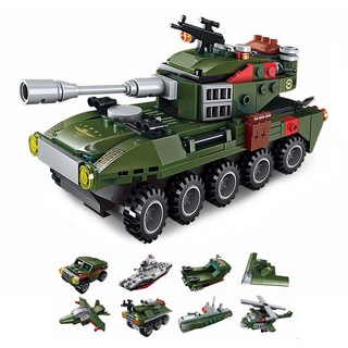 8in1 합체 소방 경찰 군인 블럭 레고호환블럭 8종세트, 3번군대(8in1), 1개