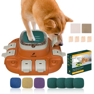 EliaValth 강아지 3-in-1 장난감 간식 퍼즐 느린 먹이기 기구 발톱 갈이 애견 장난감, 1개, 주황색