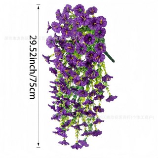 仿真牽牛花人造藤條綠植掛飾 5叉絹花家居婚禮裝飾, 紫色, 1個
