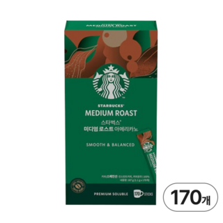 스타벅스 커피 미디엄 로스트 아메리카노, 1.1g, 1개입, 170개