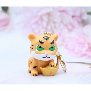 華誠 招財虎爺鑰匙圈 Q版神像 Q萌玩具 金虎招財, 黃虎一個, 1個, 黃虎一個