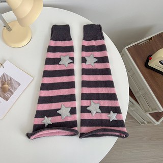 줄무늬 실버별 니트 레그워머 하라주쿠 y2k 패션