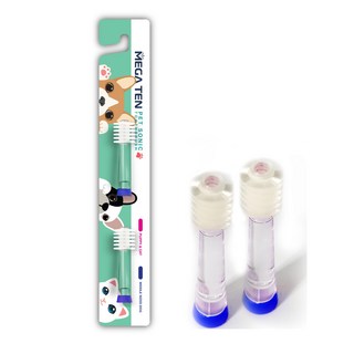 [메가텐 펫소닉] 반려동물(고양이 강아지) 음파전동칫솔 리필 2P, 블루(미들사이즈독), 1개