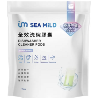 SEA MILD 全效洗碗膠囊 40顆入 - 極淨亮碟、全效潔淨、海洋友善, 120g, 1個