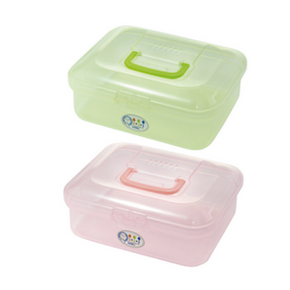 佳斯捷 3341 中芭比收納箱 手提式置物箱 工具箱 文具收納箱 小物收納箱 飾品收納箱 手工品收納箱, 粉色, 1個