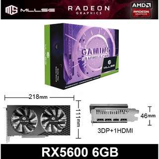 MLLSE 게임용 컴퓨터 GPU Radeon RX5600 그래픽 카드 GDDR6 AMD RX5600 6GB 게임 데스크탑 컴퓨터 그래픽 카드 신제품, RX5600 6G BLACK