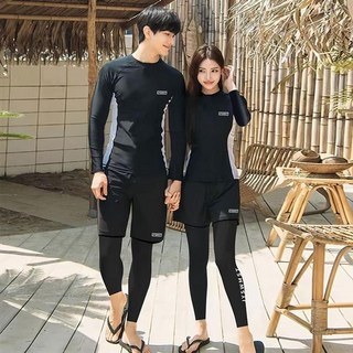 情侶款長袖防曬泳衣套裝：潛水服水母衣、速乾大尺碼溫泉泳裝, 80875 女款三件式,3XL