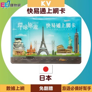 KV快易通 日本上網卡 每日重置型高速後降速吃到飽, 1個, (每日重置型)3天 每日1G吃到飽,實體卡