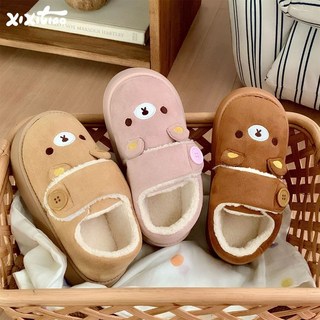 人氣新品 細細條 學生軟萌小熊樂福麪包鞋女士外穿防滑厚底冬季魔術貼棉鞋