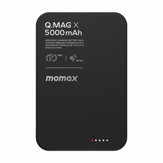 MOMAX摩米士 Q.Mag X 15W金屬碳磁吸無線充電行動電源 5000mAh, 黑色5000mAh