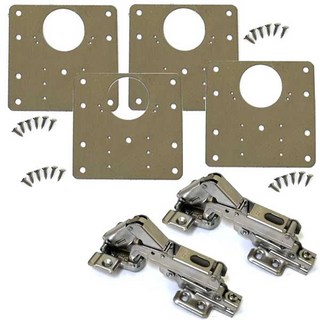 문주 180도 아웃도어경첩 사각보강판 세트 싱크대 장롱 문짝 수리 보강 플레이트, 1세트