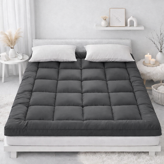 MIFAN 사계절 침대 토퍼 푹신한 접이식 바닥 토퍼 매트리스, 블랙