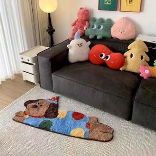 Home臘腸狗地毯 趴趴狗地墊 多巴胺加厚防滑腳墊 子客廳臥室植絨牀邊毛毯 可愛地墊 卡通地毯 可愛地墊 房間7/29