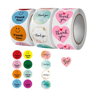 1500매 원형 롤 스티커 대용량 2.5cm, 3롤, 감사스티커세트