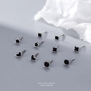 桃園出貨 星梵婷銀飾s999足銀滴膠四葉草耳釘 男女通用簡約養耳洞純銀耳飾 耳環 耳棒 銀針 耳骨釘 純銀耳環 園耳