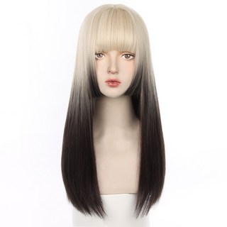 公主切長假髮女，空氣瀏海，仿真長直髮, 1個