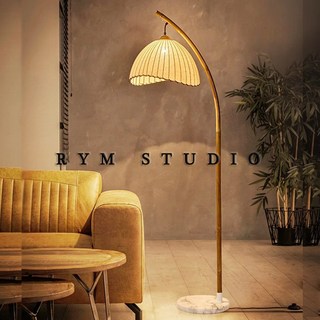 RYM studio 復古侘寂風落地燈，中式禪意竹藝檯燈，民宿客廳書房床頭燈飾