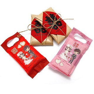 FlowerSP 復古包裝囍米 婚禮小物/喜米/喝茶禮/姐妹禮/抽捧花禮物/送客禮/桌上禮, 1個, 紅色,超商取貨最多20個