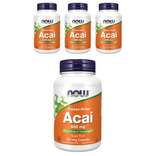 NOW Foods 凍乾巴西莓500mg素食膠囊, 100顆, 4罐