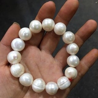 老珍珠手鍊 顆粒均勻 顏色好看