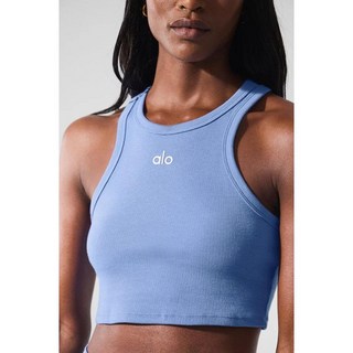 ALO 스타일 니트 요가 스포츠 서스펜더 민소매 탑