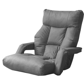 和室椅懶人沙發 單人摺疊榻榻米地板椅 可調節靠背小戶型休閒椅, 扶手沙發-灰色