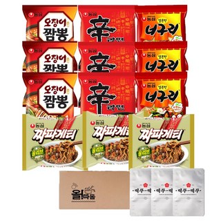 봉지라면 & 후레이크 신라면 3P+얼큰너구리 3P+오징어짬뽕 3P+짜파게티 3P+먹꾸먹꾸 라면후레이크 3P, 1세트