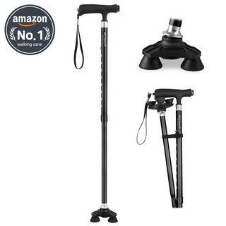 GPTcamp T4M 2단 접이식 초경량 LED 3발 노인 지팡이 어르신 원스텝 폴딩, 1개, GPT-T4M (led)