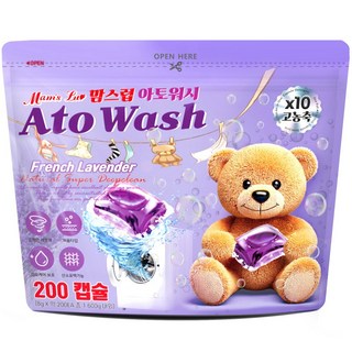 [맘스럽]아토워시 프렌치 라벤더 캡슐세제 200개입 [10배고농축 국내산기술력] 특대용량 10중효소 실내건조형 세탁세제 섬유유연제, 1개