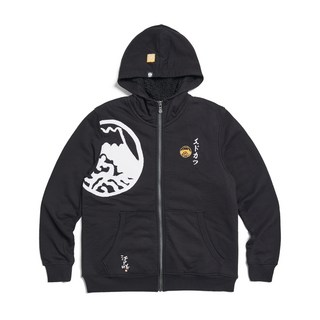 江戶勝 男款 經典混紡黑潮羊羔連帽外套