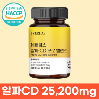 에버하스 알파CD 모로 밸런스 식약청인증 HACCP, 1개, 60정