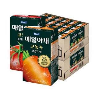 매일야채 고농축 토마토의 힘 + 당근의 힘 125m 총 48팩 (각 24팩), 48개, 125ml