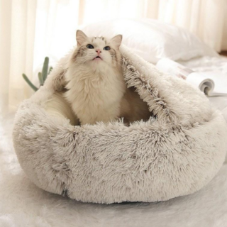 고양이 숨숨집 숨숨마약방석 장모 원형 애견방석, 1개, 그레이