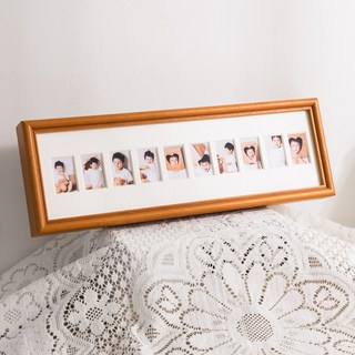 10칸 원목 사진 액자 증명사진 프로필사진 아기성장 나무액자, 1개, B_1536 유자 나무색